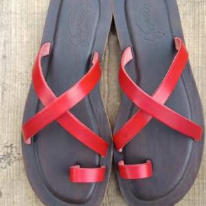 Zehentrenner Sandale Caiole - handgefertigt aus Leder, Gr. 38 | Musterpaar