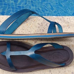 Zehentrenner Sandale Modell Torrita in blau und grau