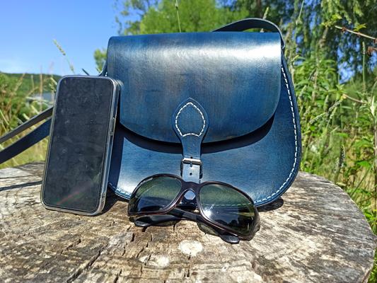 Lederhandtasche handgefertigt cobaltblau