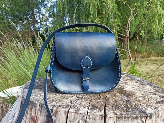 Lederhandtasche handgefertigt cobaltblau