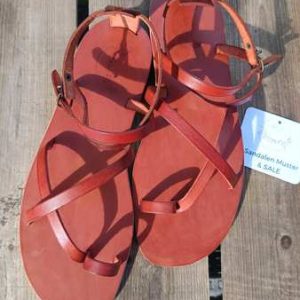 Zehentrenner Sandale Pietrasanta- handgefertigt aus Leder, Gr. 41 rotbraun| Musterpaar